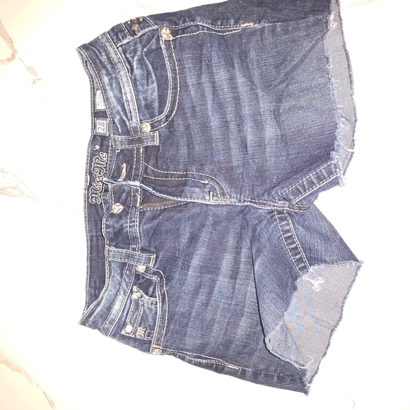 Miss Me Blue Denim Shorts with Embellished Pockets - Picture 2 of 4